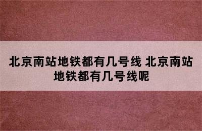 北京南站地铁都有几号线 北京南站地铁都有几号线呢